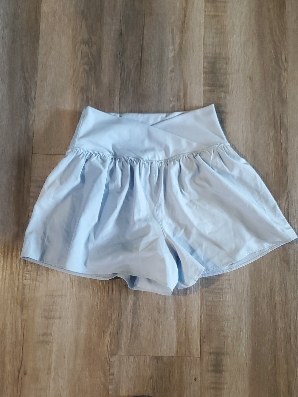 High-Waist Light Blue Flared Women’s Shorts